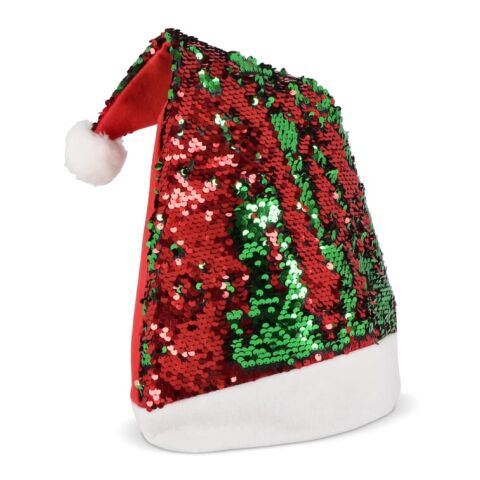 Gorro de Navidad de lentejuelas bicolor Rojo / Blanco-Verde | sin montaje de publicidad | no disponible | no disponible