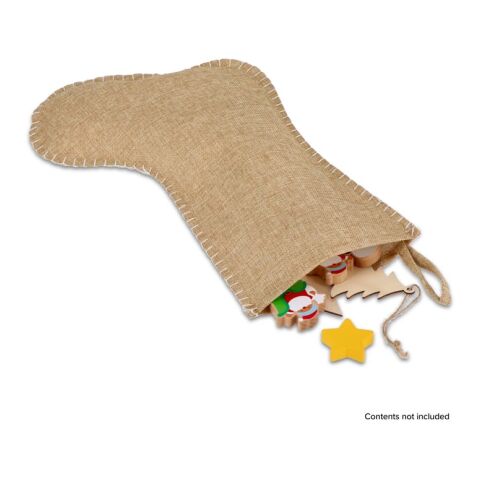 Medias de Navidad estilo yute con costuras decorativas 45cm Natural | sin montaje de publicidad | no disponible | no disponible