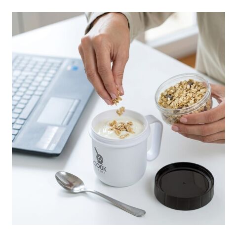 Taza para el almuerzo 520+230ml Blanco | Tampografía 1 color | cara 1 | 30 mm x 40 mm | no disponible