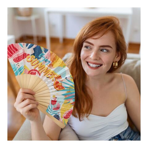 Abanico de mano madera y R-PET Blanco/transparente | sin montaje de publicidad | no disponible | no disponible