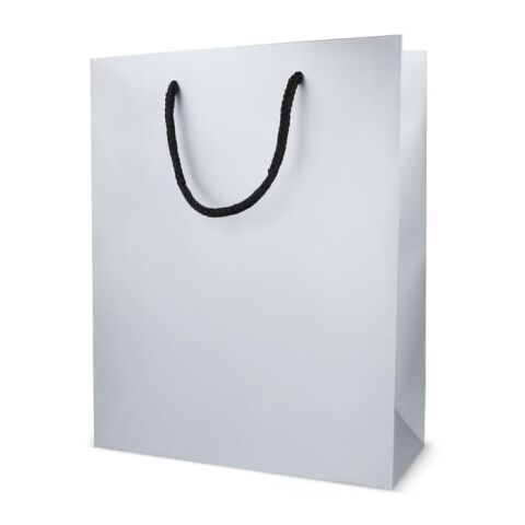 Bolsa de regalo de papel FSC 24 x 10 x 30 cm 200 g/m². Plata | sin montaje de publicidad | no disponible | no disponible