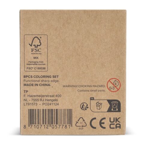 Juego de 8 piezas para colorear en caja kraft Natural | sin montaje de publicidad | no disponible | no disponible