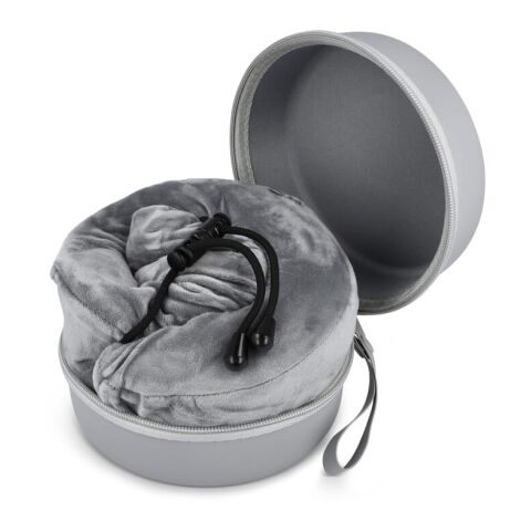 Almohada de viaje contorneada de espuma viscoelástica con funda de EVA Gris