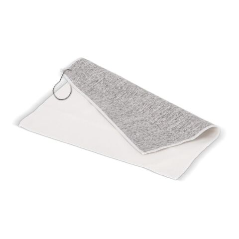 Toalla de golf de secado rápido con gancho R-PET 30x30cm sublimación Blanco-Gris