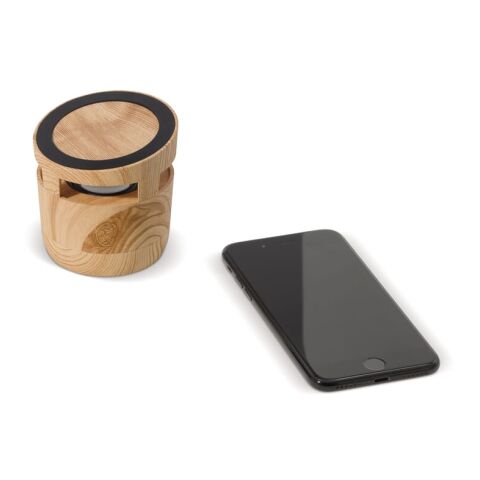 Altavoz con aspecto de madera de 3 W y cargador inalámbrico de 5 W Natural