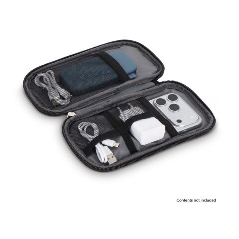 Bolsa organizadora Kyra 210D recubierta de PU rPET 20 x 11,5 x 2 cm Negro