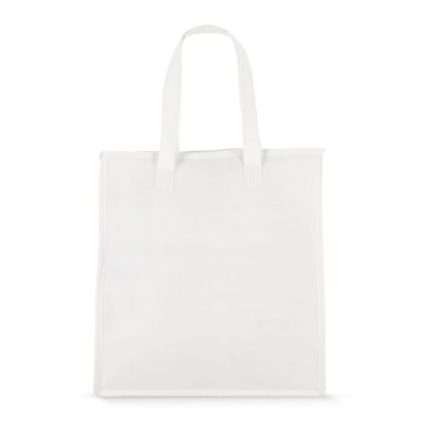 R-PET Bolsa nevera no tejida 33x 25,5 x 37 cm 75 g/m². Blanco