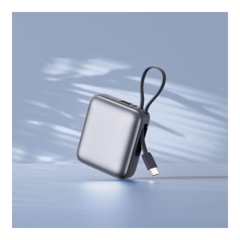 Nova Powerbank 22,5 W Power Delivery con cables integrados 10 000 mAh gris oscuro | Impresión Digital | top | 45 mm x 35 mm