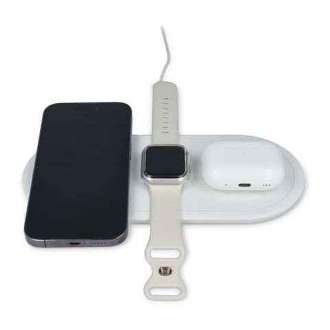 Cargador inalámbrico rápido 3 en 1 de 15 W para teléfono, Apple Watch y AirPods. Blanco | sin montaje de publicidad | no disponible | no disponible