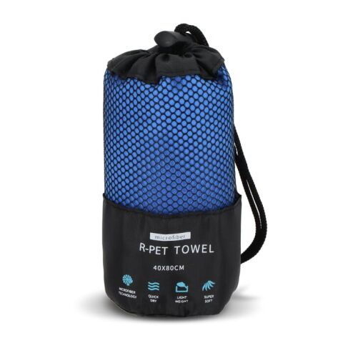 Toalla R-PET de secado rápido 40 × 80 cm con bolsa, sublimación. Azul / Blanco | sin montaje de publicidad | no disponible | no disponible