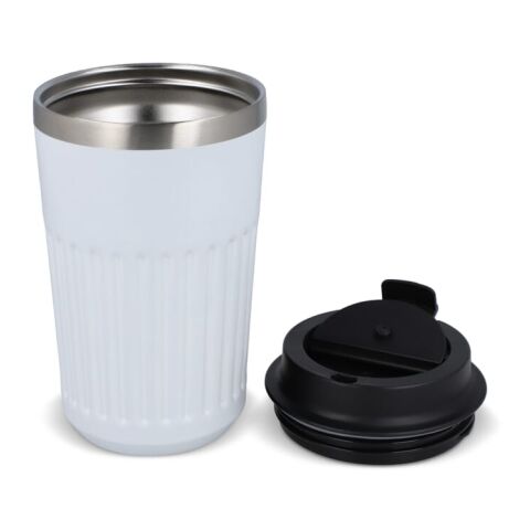 Termo de acero inoxidable reciclado para café para llevar, 400 ml. Blanco | sin montaje de publicidad | no disponible | no disponible