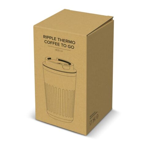 Termo de acero inoxidable reciclado para café para llevar, 400 ml. Blanco | sin montaje de publicidad | no disponible | no disponible