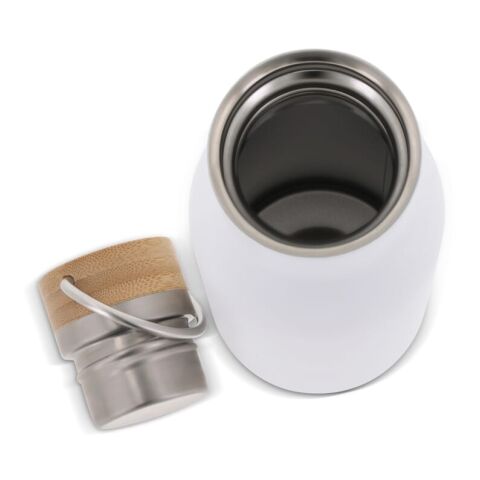 Botella térmica con tapón de bambú 500ml Blanco