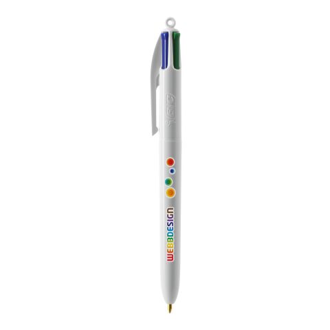 BIC® 4 Colours bolígrafo Blanco | Impresión De Pantalla 1 color | Cuerpo-centrado al clip | 30.00 mm x 43.00 mm