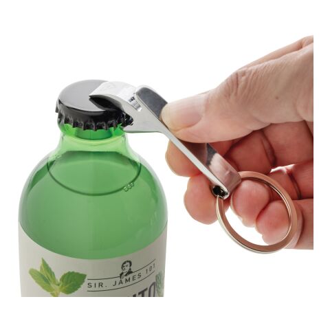 Llavero abridor botellas de aleación de zinc reciclado RCS plata | sin montaje de publicidad | no disponible | no disponible