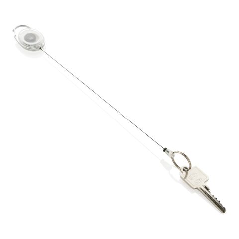 Llavero con clip alargable de ABS reciclado RCS blanco | sin montaje de publicidad | no disponible | no disponible