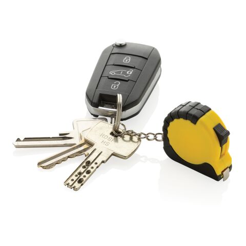 Llavero con cinta de 1m de ABS reciclado MeasureMate RCS amarillo