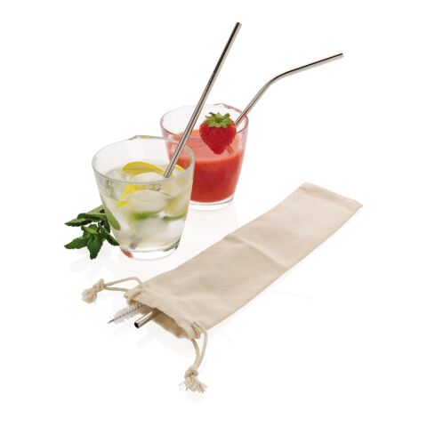 Juego de pajitas reutilizables de acero inoxidable de 3 uds plata | sin montaje de publicidad | no disponible | no disponible