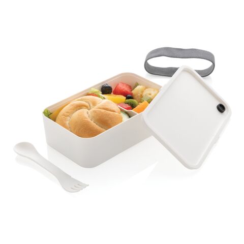 Fiambrera PP con cubiertos blanco | sin montaje de publicidad | no disponible | no disponible