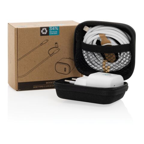 Set de carga 2 piezas Boost RCS PET reciclado 20W tipo C negro | sin montaje de publicidad | no disponible | no disponible