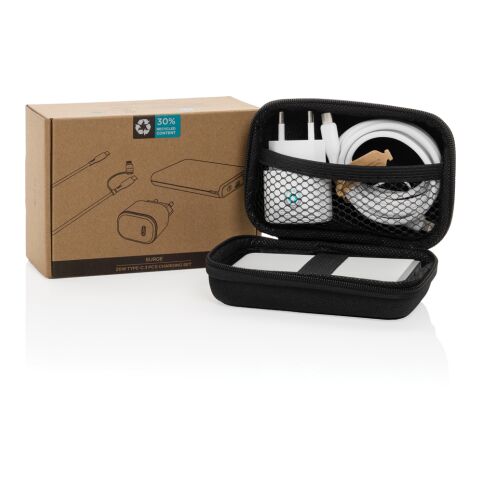 Set de carga 3 piezas Surge RCS PET reciclado 20W tipo C negro | sin montaje de publicidad | no disponible | no disponible