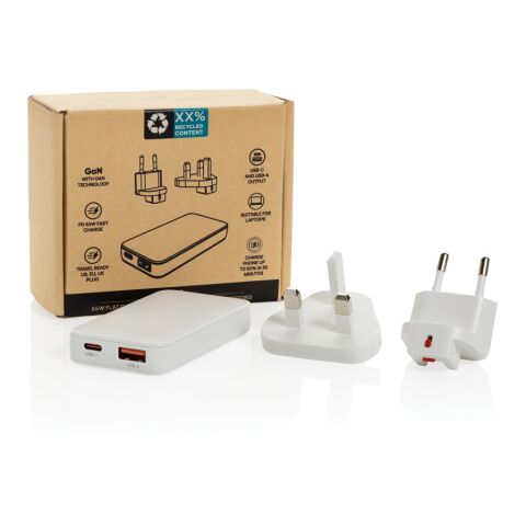 Cargador plano Fluxo RCS 65W GaN y conectores universales Blanco