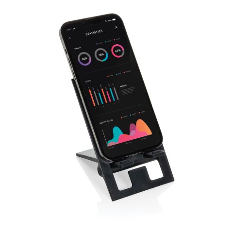 Soporte teléfono plegable plástico reciclado RCS SnapStand negro | sin montaje de publicidad | no disponible | no disponible