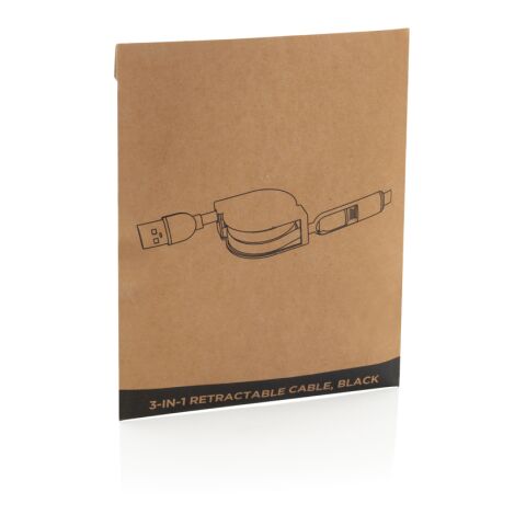 Cable 3 en 1 retráctil negro | sin montaje de publicidad | no disponible | no disponible