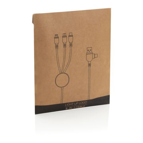 Cable 6 en 1 con logo iluminado negro | sin montaje de publicidad | no disponible | no disponible