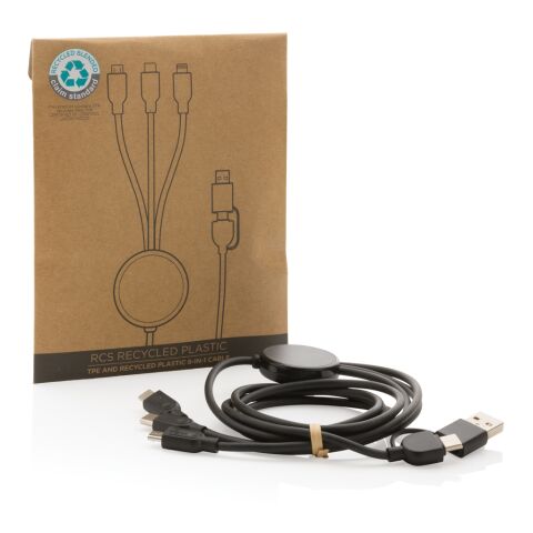 Cable RCS 6 en 1 de TPE y plástico reciclado negro | sin montaje de publicidad | no disponible | no disponible