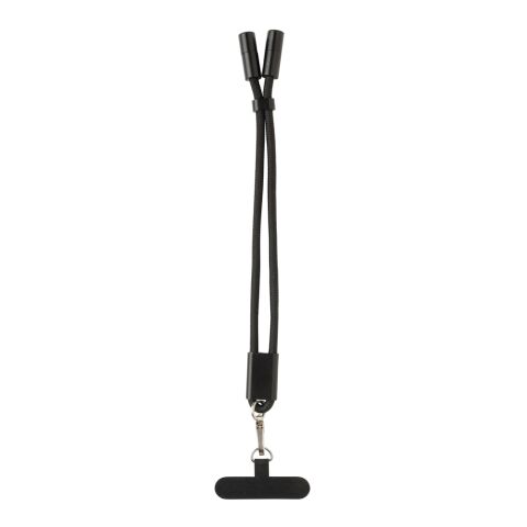 Correa de muñeca para teléfono LoopAmp RCS RPET y cable 60W negro | sin montaje de publicidad | no disponible | no disponible