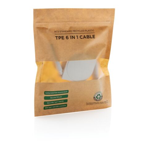 Cable 6 en 1 de plástico reciclado estándar RCS y TPE Blanco | sin montaje de publicidad | no disponible | no disponible