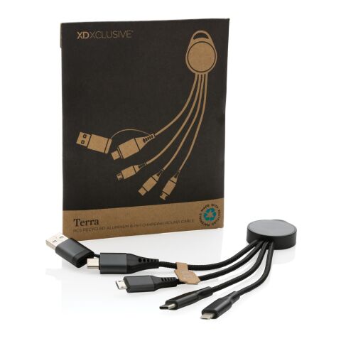 Cable de carga 6 en 1 de aluminio reciclado Terra RCS gris | sin montaje de publicidad | no disponible | no disponible