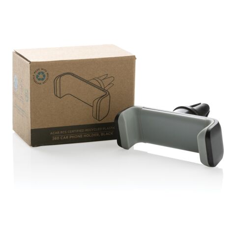 Soporte teléfono coche 360 Acar de plástico reciclado RCS negro | sin montaje de publicidad | no disponible | no disponible