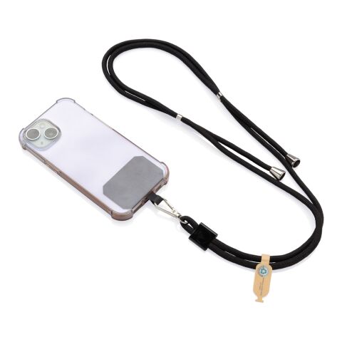 Lanyard ajustable teléfono CarryLoop RCS PET reciclado negro | sin montaje de publicidad | no disponible | no disponible