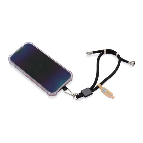 Porta teléfono ajustable CarryLoop RCS PET reciclado negro | sin montaje de publicidad | no disponible | no disponible