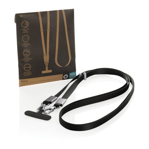 Cordón bandolera de PET reciclado Nivo RCS negro | sin montaje de publicidad | no disponible | no disponible