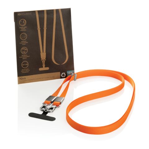 Cordón bandolera de PET reciclado Nivo RCS naranja | sin montaje de publicidad | no disponible | no disponible
