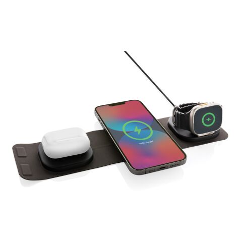 Cargador viaje inalámbrico Swiss Peak RCS rplastic 3 en 1 gris-negro | sin montaje de publicidad | no disponible | no disponible