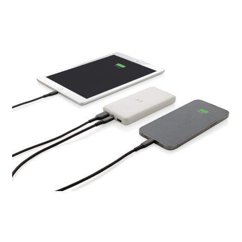 Powerbank inalámbrico de plástico reciclado estándar RCS blanco | sin montaje de publicidad | no disponible | no disponible