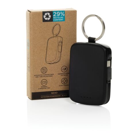 Llavero Nexo y batería externa 2000 mAh con cables RCS negro | sin montaje de publicidad | no disponible | no disponible