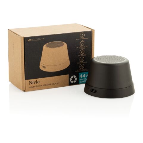 Altavoz magnético 5W de aluminio reciclado Nivio RCS negro | sin montaje de publicidad | no disponible | no disponible