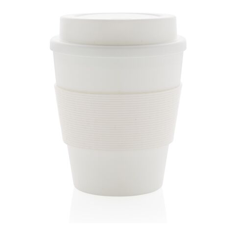 Taza de café reutilizable con tapa de rosca 350ml blanco
