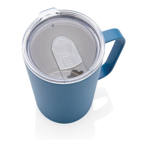 Taza al vacío RCS de acero inoxidable reciclado con asa azul | sin montaje de publicidad | no disponible | no disponible