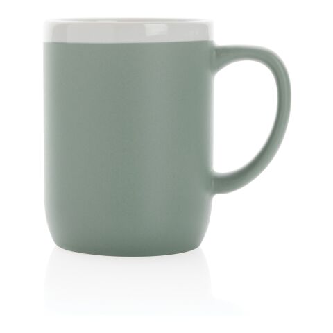 Taza de cerámica con borde blanco verde-blanco | sin montaje de publicidad | no disponible | no disponible