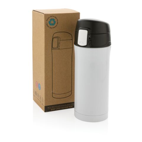 Taza al vacío de acero inoxidable reciclado RCS blanco | sin montaje de publicidad | no disponible | no disponible