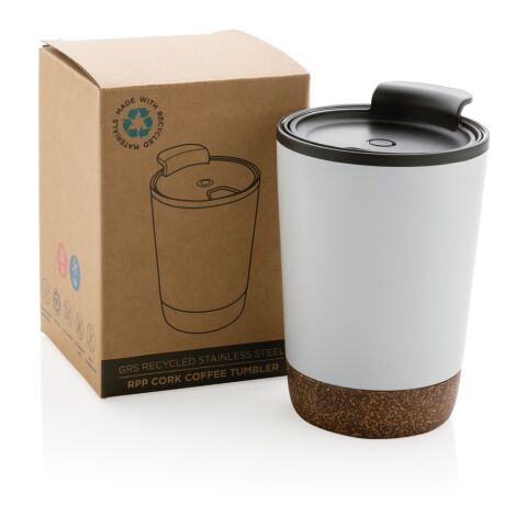 Taza de café de corcho y acero inoxidable GRS RPP Blanco | sin montaje de publicidad | no disponible | no disponible