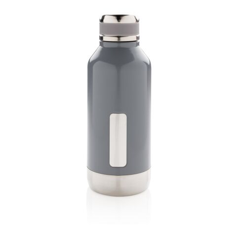 Botella al vacío antigoteo con placa para logo gris