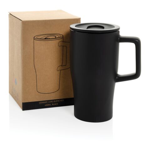 Taza cerámica de lujo 490 ml negro | sin montaje de publicidad | no disponible | no disponible