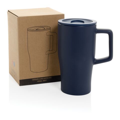 Taza cerámica de lujo 490 ml azul marino | sin montaje de publicidad | no disponible | no disponible